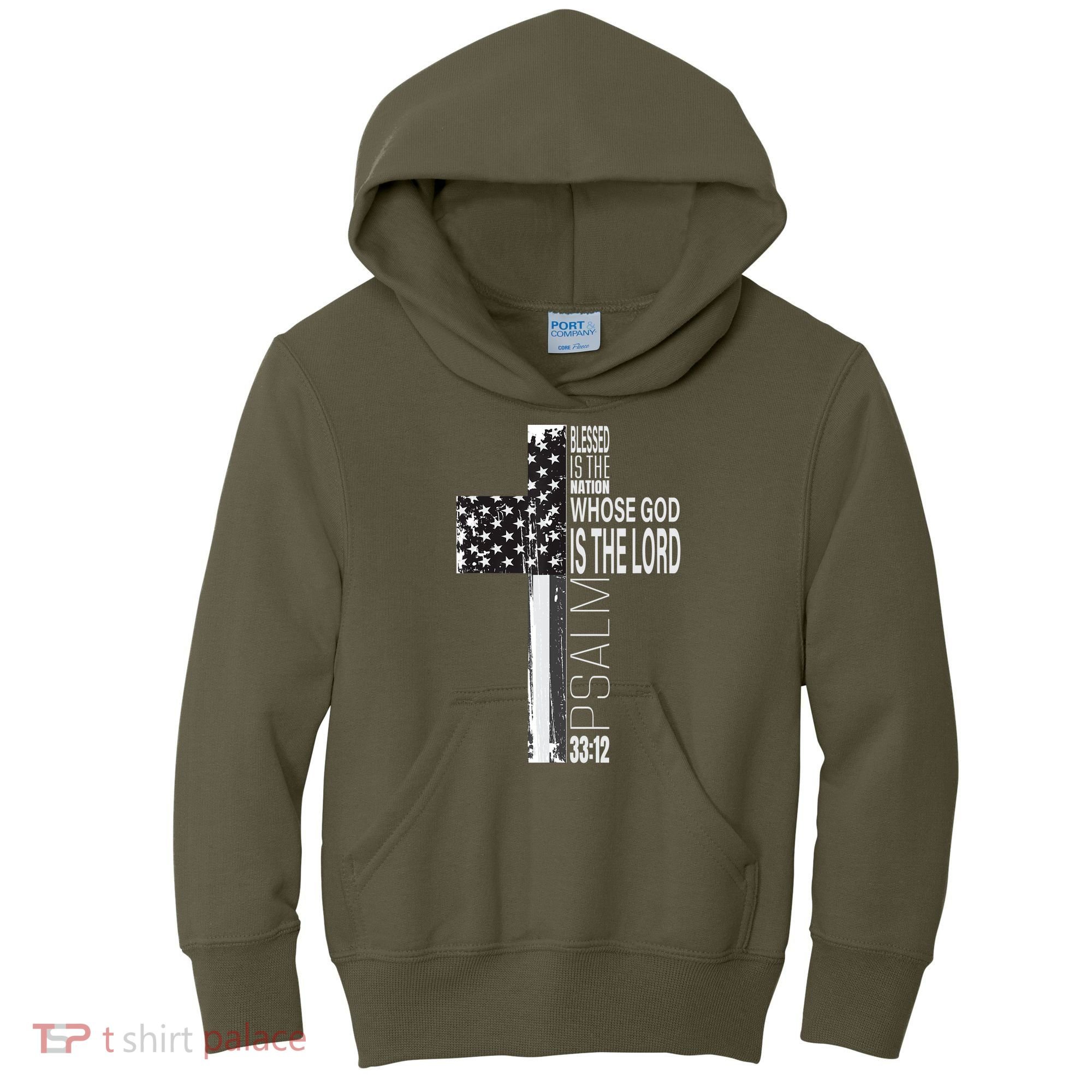 Christian Veteran Distressed American Flag Religious Kids Hoodie