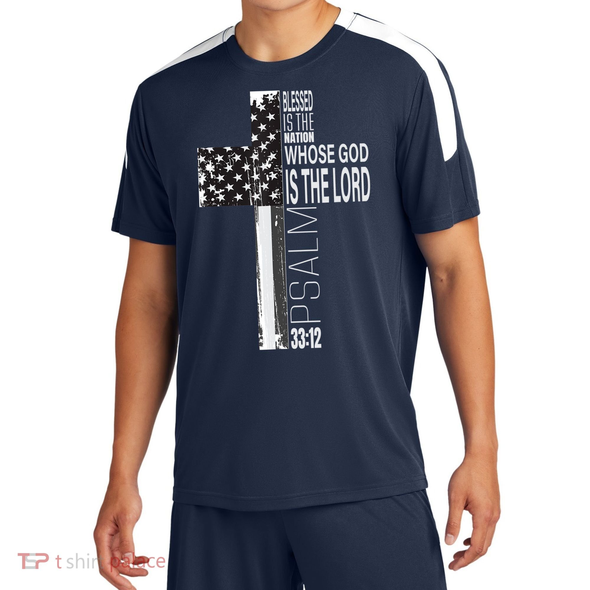 Christian Veteran Distressed American Flag Religious Sport-Tek Competitor United Soccer Jersey
