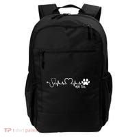 Cute Veterinarian Funny Gift Rainbow Paw Print Heartbeat Vet Tech Gift Backpack thumb 0