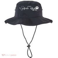 Cute Veterinarian Funny Gift Rainbow Paw Print Heartbeat Vet Tech Gift Bucket Hat thumb 0
