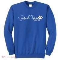 Cute Veterinarian Funny Gift Rainbow Paw Print Heartbeat Vet Tech Gift Sweatshirt thumb 0