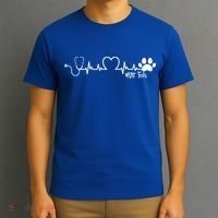 Cute Veterinarian Funny Gift Rainbow Paw Print Heartbeat Vet Tech Gift T-Shirt thumb 3