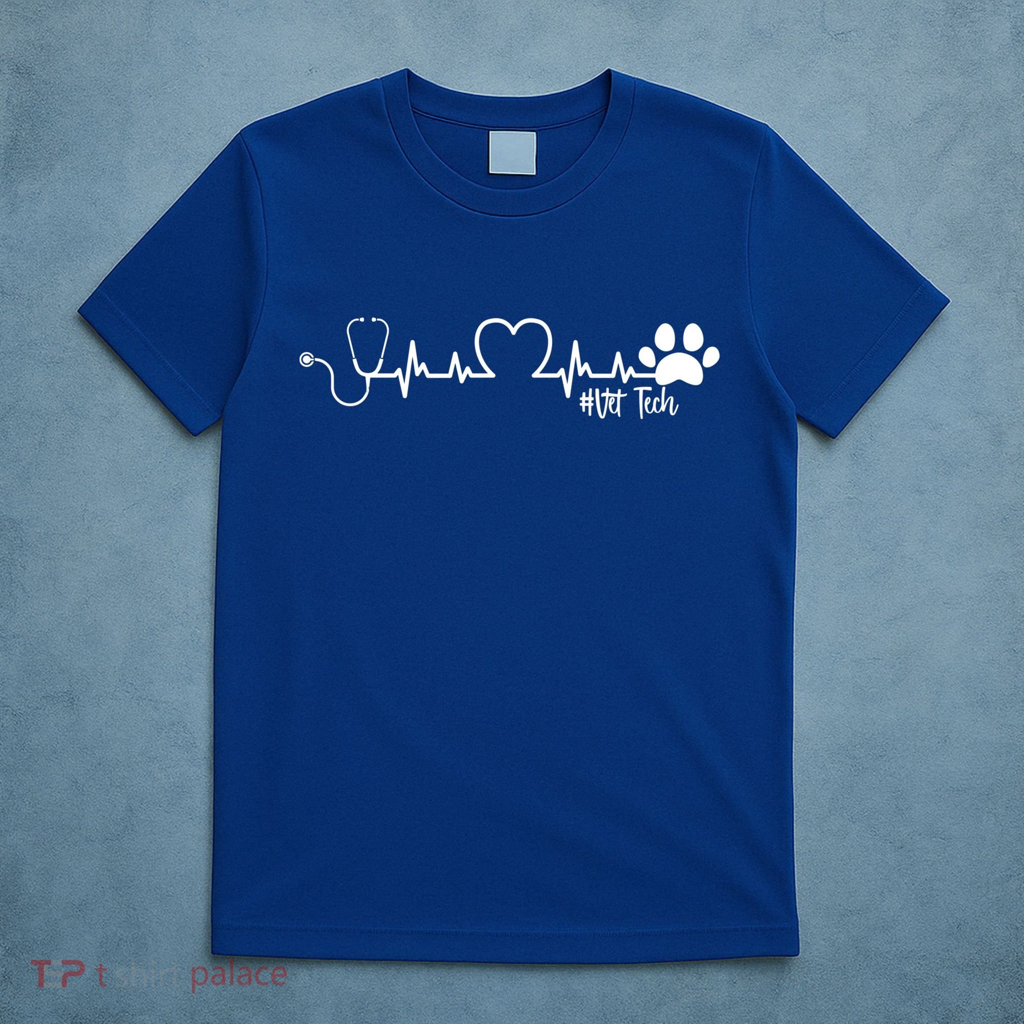 Cute Veterinarian Funny Gift Rainbow Paw Print Heartbeat Vet Tech Gift T-Shirt