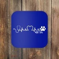 Cute Veterinarian Funny Gift Rainbow Paw Print Heartbeat Vet Tech Gift Coaster thumb 0