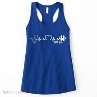 Cute Veterinarian Funny Gift Rainbow Paw Print Heartbeat Vet Tech Gift Women's Tank Top thumb 0