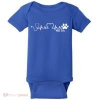 Cute Veterinarian Funny Gift Rainbow Paw Print Heartbeat Vet Tech Gift Baby Bodysuit thumb 0