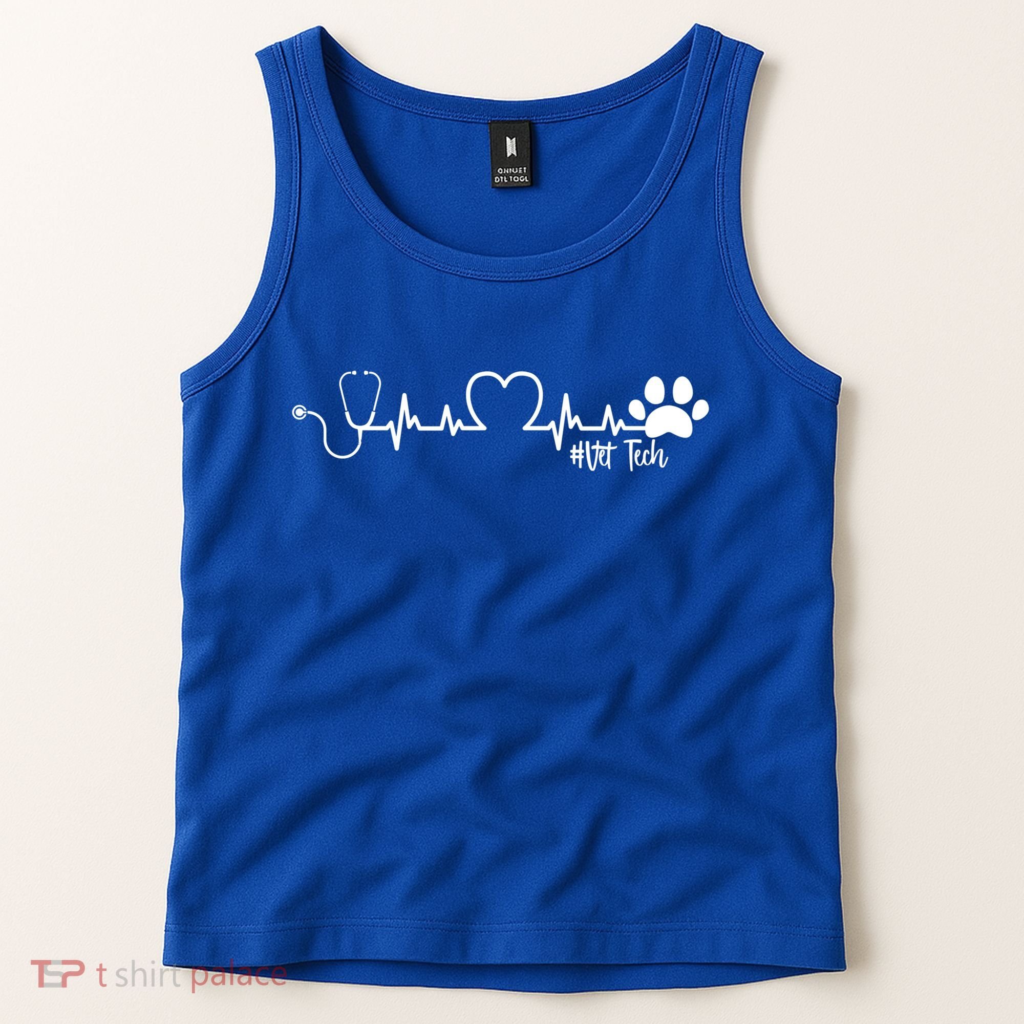 Cute Veterinarian Funny Gift Rainbow Paw Print Heartbeat Vet Tech Gift Tank Top