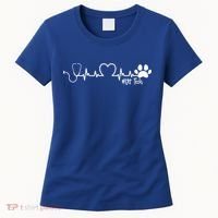 Cute Veterinarian Funny Gift Rainbow Paw Print Heartbeat Vet Tech Gift Women's T-Shirt thumb 0