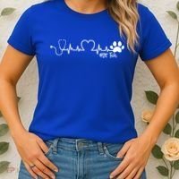 Cute Veterinarian Funny Gift Rainbow Paw Print Heartbeat Vet Tech Gift Women's T-Shirt thumb 2