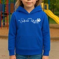 Cute Veterinarian Funny Gift Rainbow Paw Print Heartbeat Vet Tech Gift Kids Hoodie thumb 3