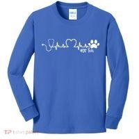 Cute Veterinarian Funny Gift Rainbow Paw Print Heartbeat Vet Tech Gift Kids Long Sleeve Shirt thumb 0