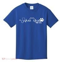 Cute Veterinarian Funny Gift Rainbow Paw Print Heartbeat Vet Tech Gift Kids T-Shirt thumb 0