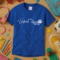 Cute Veterinarian Funny Gift Rainbow Paw Print Heartbeat Vet Tech Gift Kids T-Shirt thumb 3