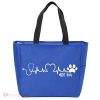 Cute Veterinarian Funny Gift Rainbow Paw Print Heartbeat Vet Tech Gift Tote Bag thumb 0