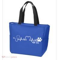 Cute Veterinarian Funny Gift Rainbow Paw Print Heartbeat Vet Tech Gift Tote Bag thumb 3