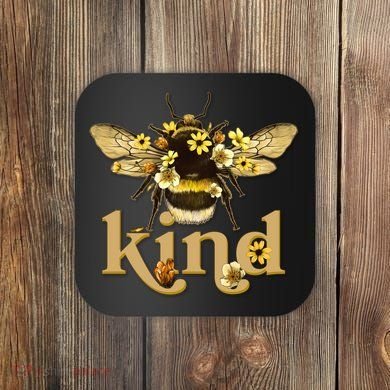 Cute Vintage Floral Bee Kind Coaster