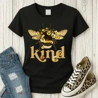 Cute Vintage Floral Bee Kind Women's T-Shirt thumb 3