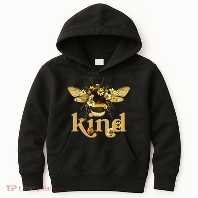 Cute Vintage Floral Bee Kind Kids Hoodie