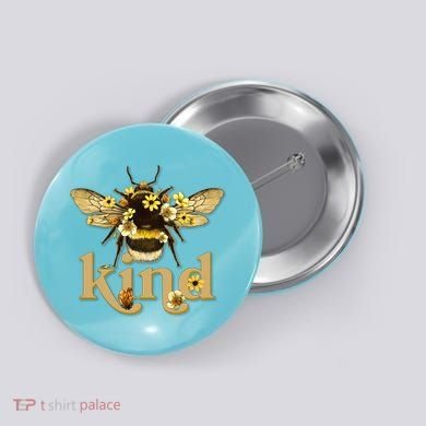 Cute Vintage Floral Bee Kind Button