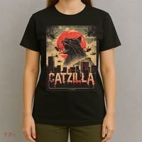 Catzilla Vintage Funny Cat Japanese Sunset Kitten Lover T-Shirt thumb 4