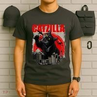 Catzilla Vintage Funny Cute Cat Art Japanese Sunset Kitten Kitty T-Shirt thumb 6