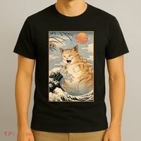 Catzilla Vintage Funny Cute Cat Art Japanese Sunset Kitten Lovers T-Shirt thumb 3