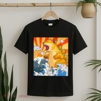 Catzilla Vintage Funny Cute Cat Art Japanese Sunset Kitten Lovers T-Shirt thumb 2