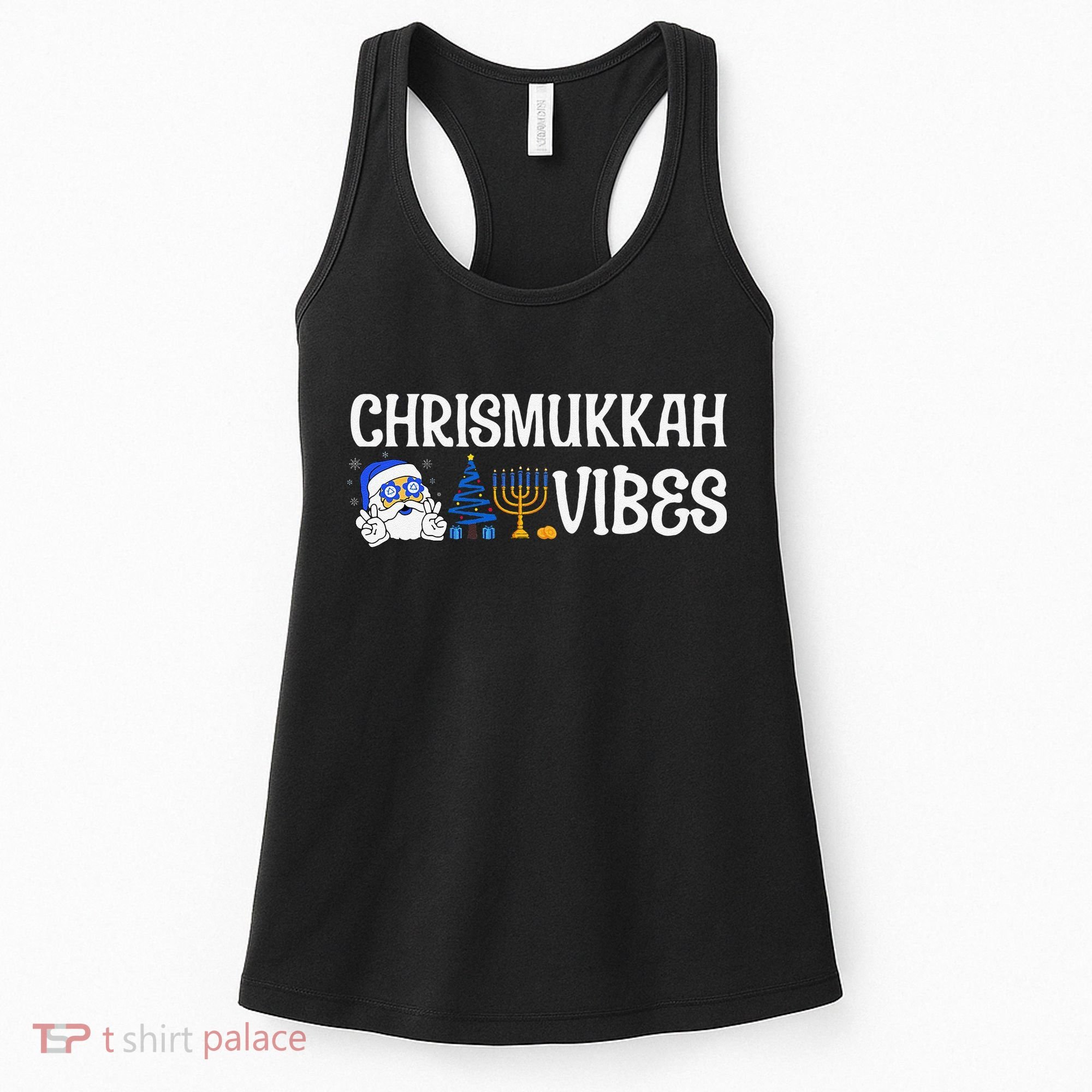 Chrismukkah Vibes Funny Santa Hanukkah Jewish Chanukah Women's Tank Top