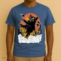 Catzilla Vintage Funny Cute Cat Art Japanese Sunset Kitten Lovers T-Shirt thumb 3