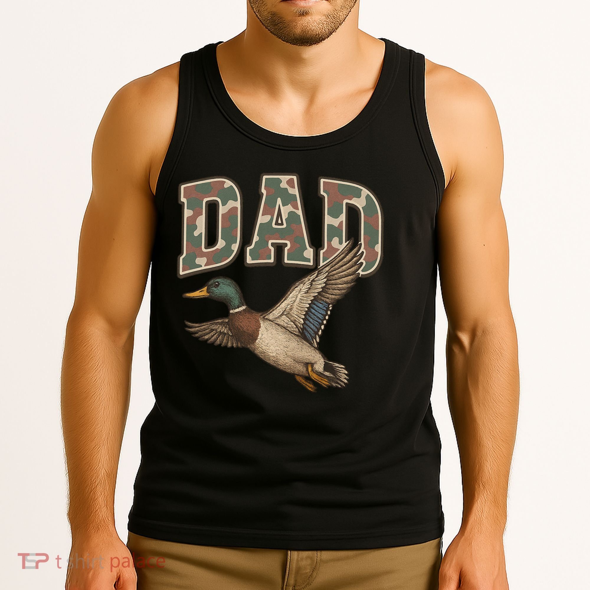Camouflage Varsity Father's Day Dad Duck Hunting Tank Top