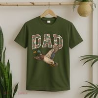 Camouflage Varsity Father's Day Dad Duck Hunting T-Shirt thumb 2