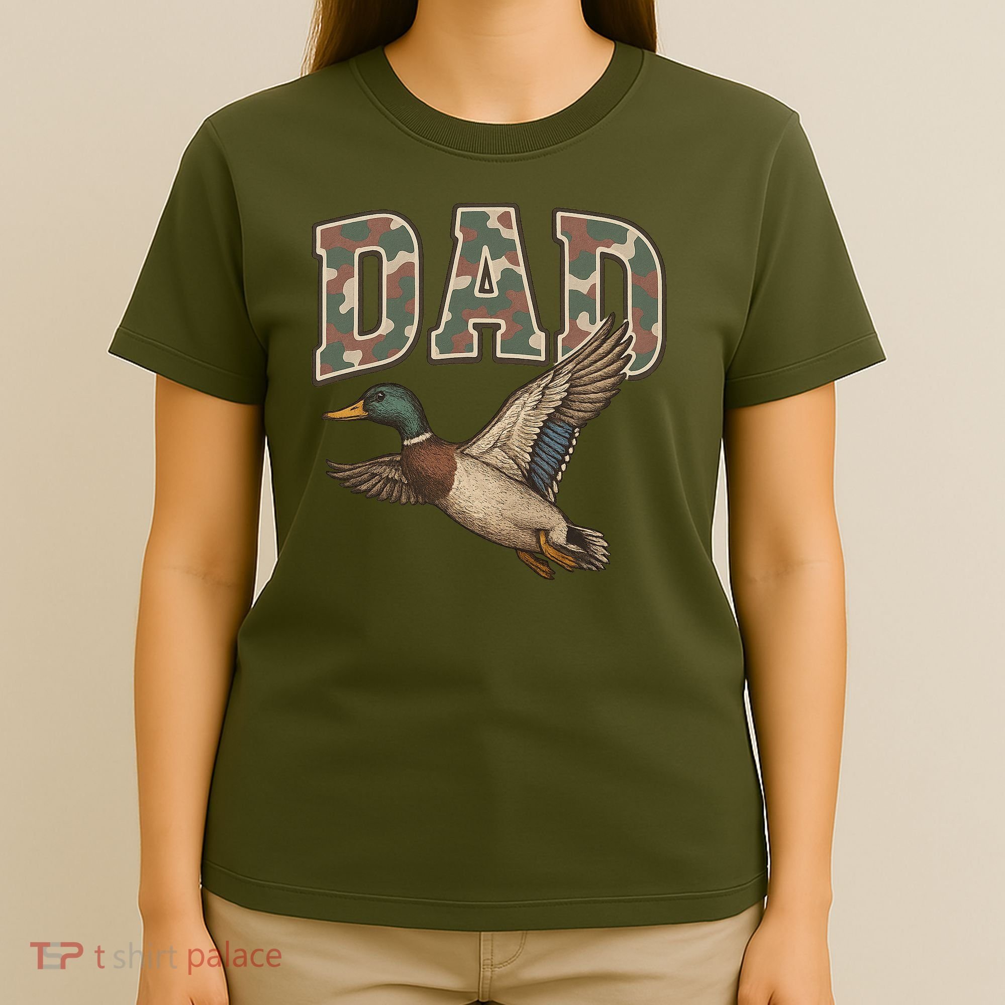 Camouflage Varsity Father's Day Dad Duck Hunting T-Shirt