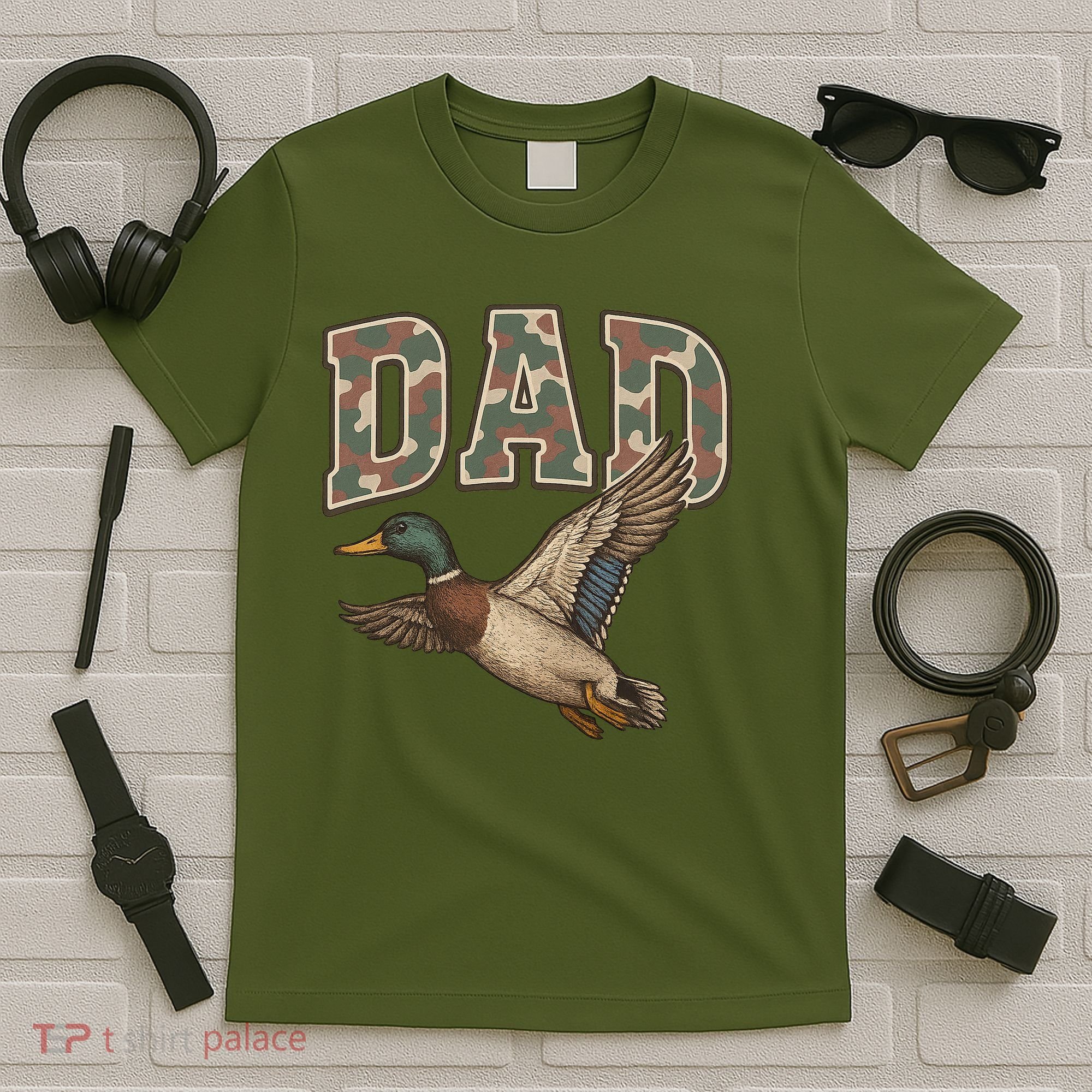 Camouflage Varsity Father's Day Dad Duck Hunting T-Shirt