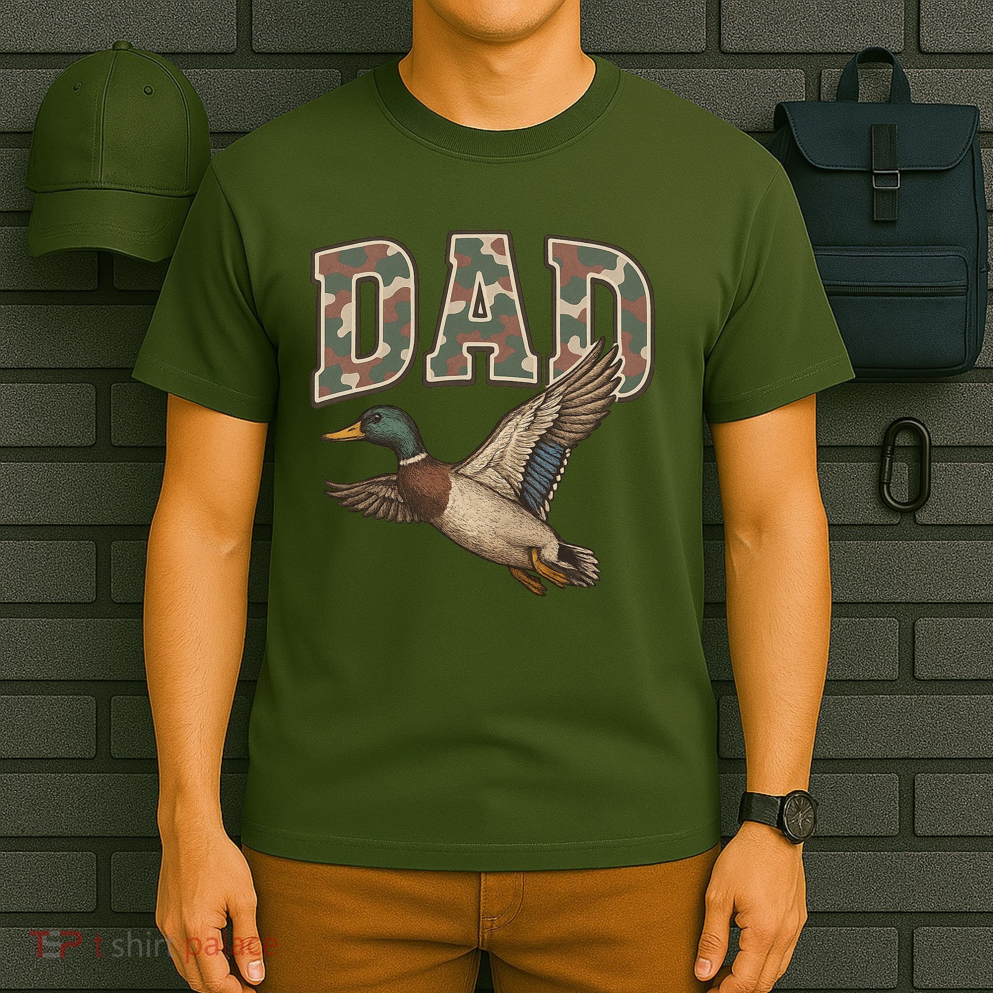 Camouflage Varsity Father's Day Dad Duck Hunting T-Shirt
