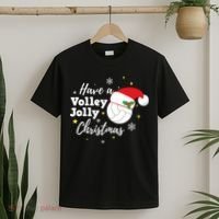 Christmas Volleyball Gift Have A Volley Jolly Christmas Santa Hat T-Shirt thumb 2