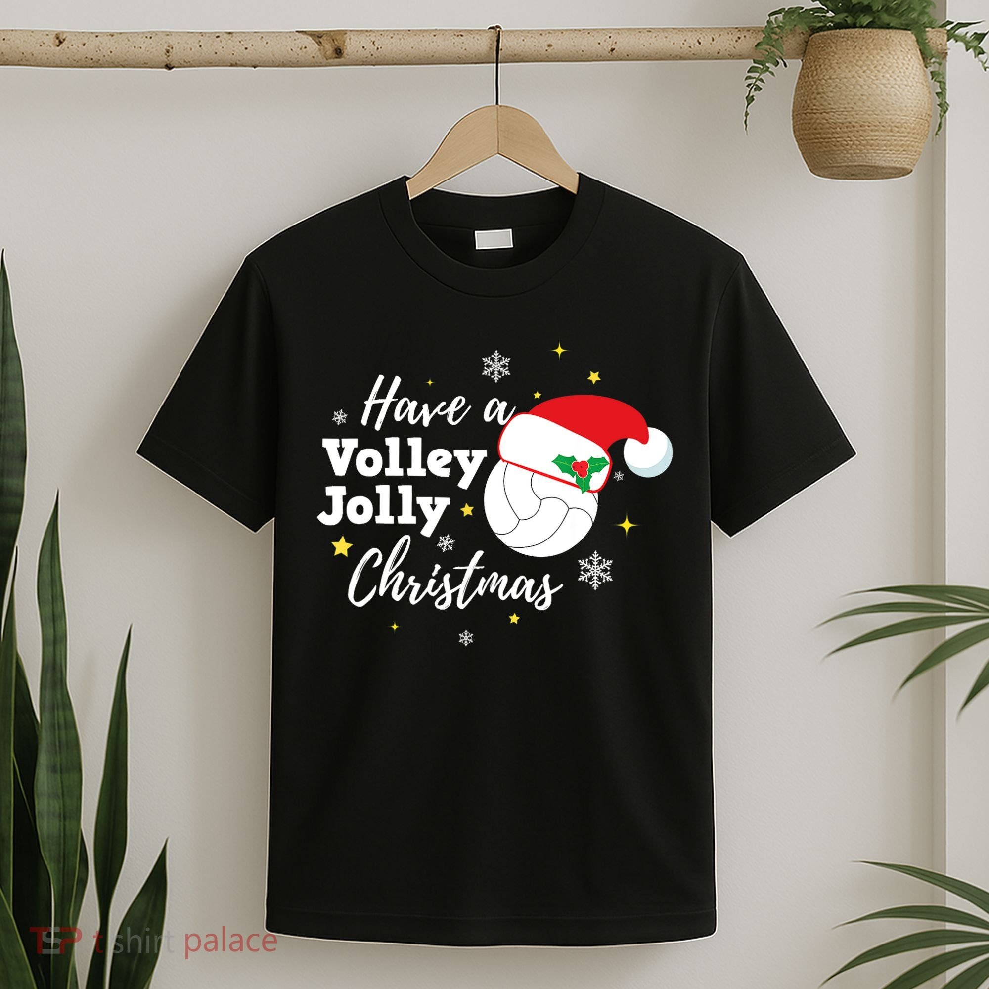 Christmas Volleyball Gift Have A Volley Jolly Christmas Santa Hat T-Shirt