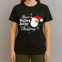 Christmas Volleyball Gift Have A Volley Jolly Christmas Santa Hat T-Shirt thumb 4