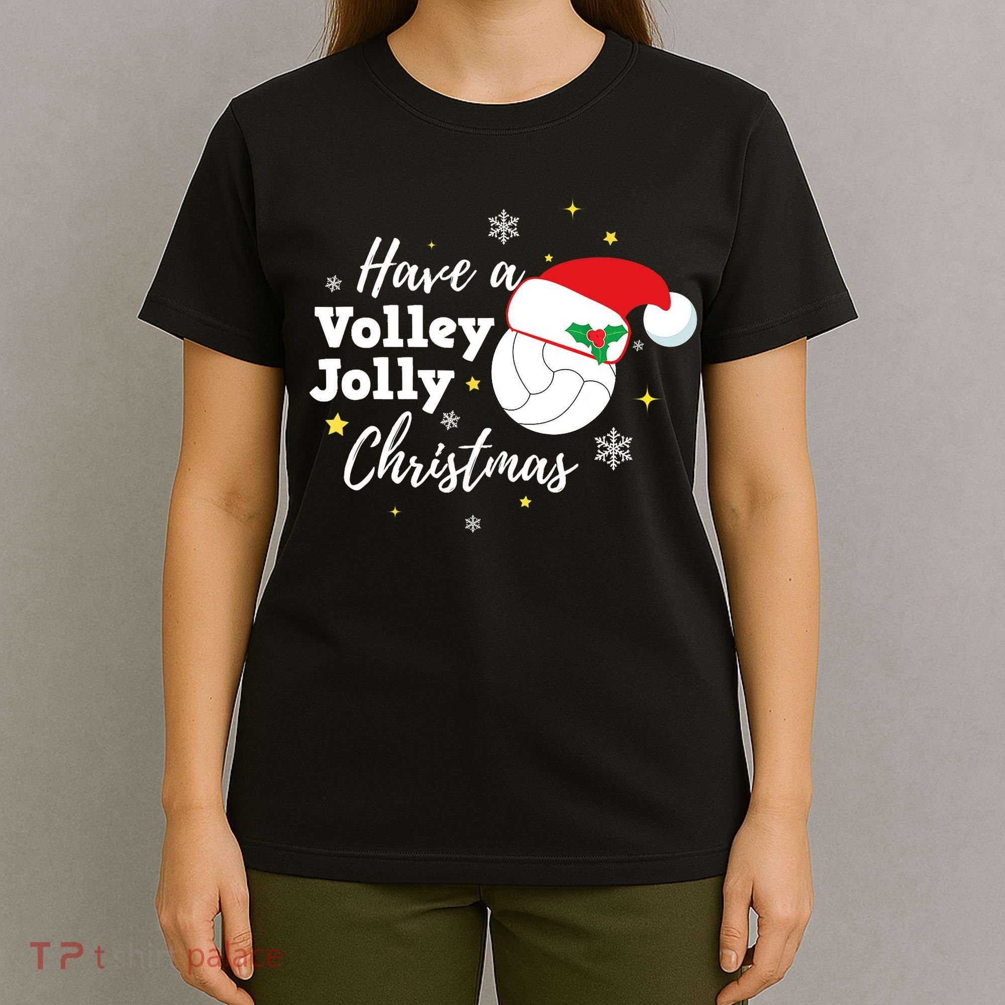 Christmas Volleyball Gift Have A Volley Jolly Christmas Santa Hat T-Shirt