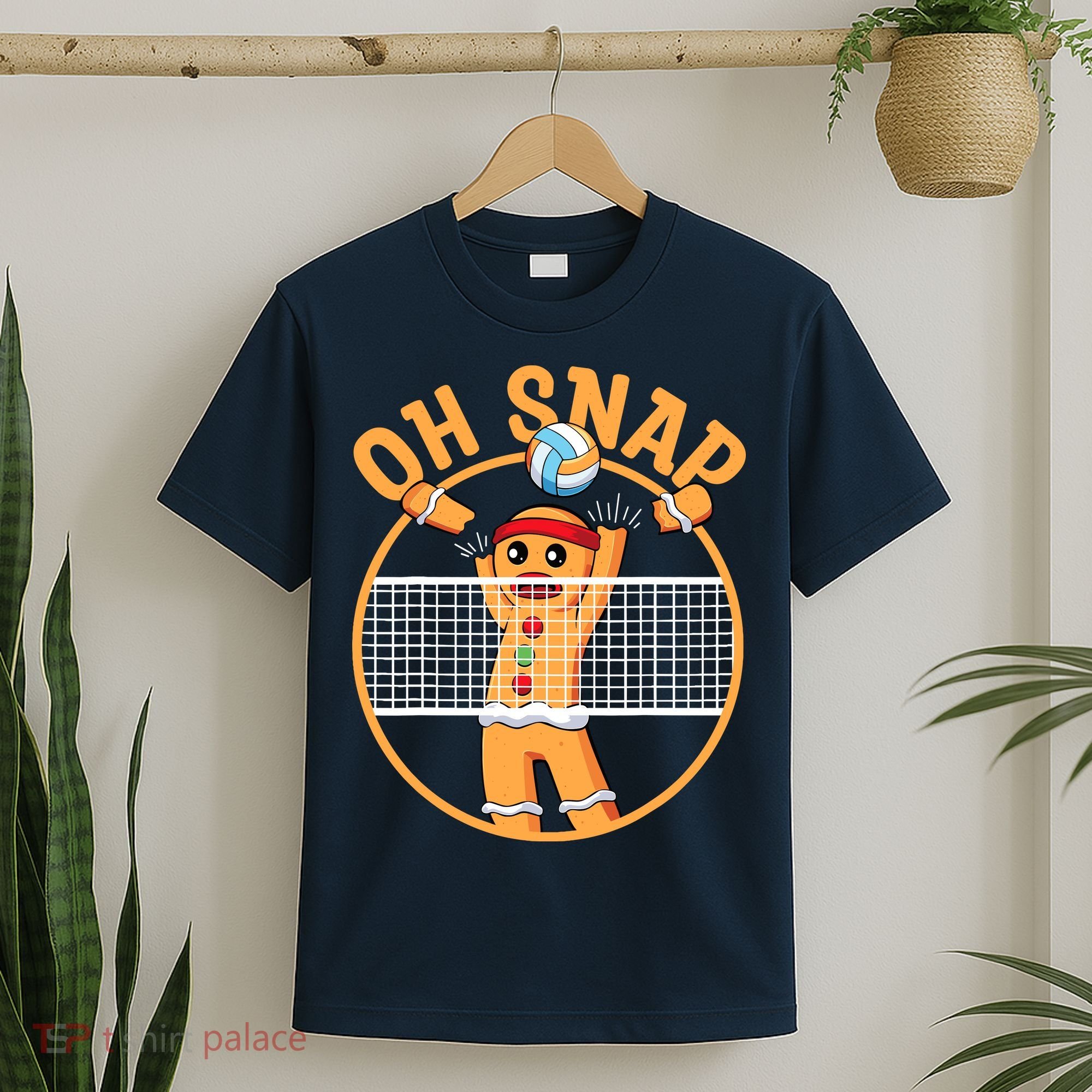 Christmas Volleyball Gingerbread Man Blocker Oh Snap T-Shirt