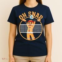 Christmas Volleyball Gingerbread Man Blocker Oh Snap T-Shirt thumb 4