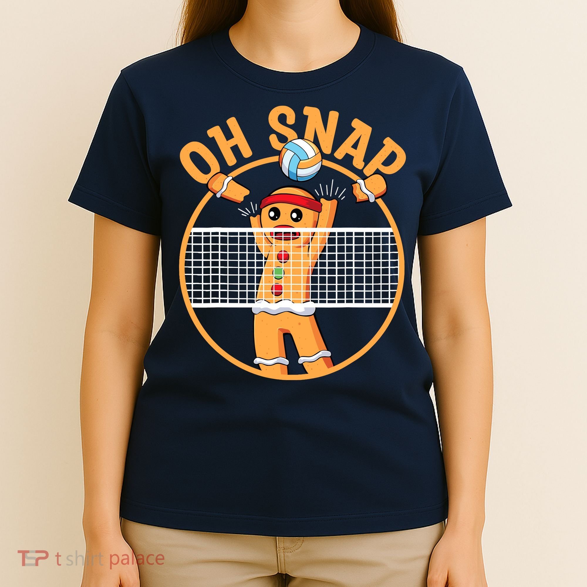 Christmas Volleyball Gingerbread Man Blocker Oh Snap T-Shirt