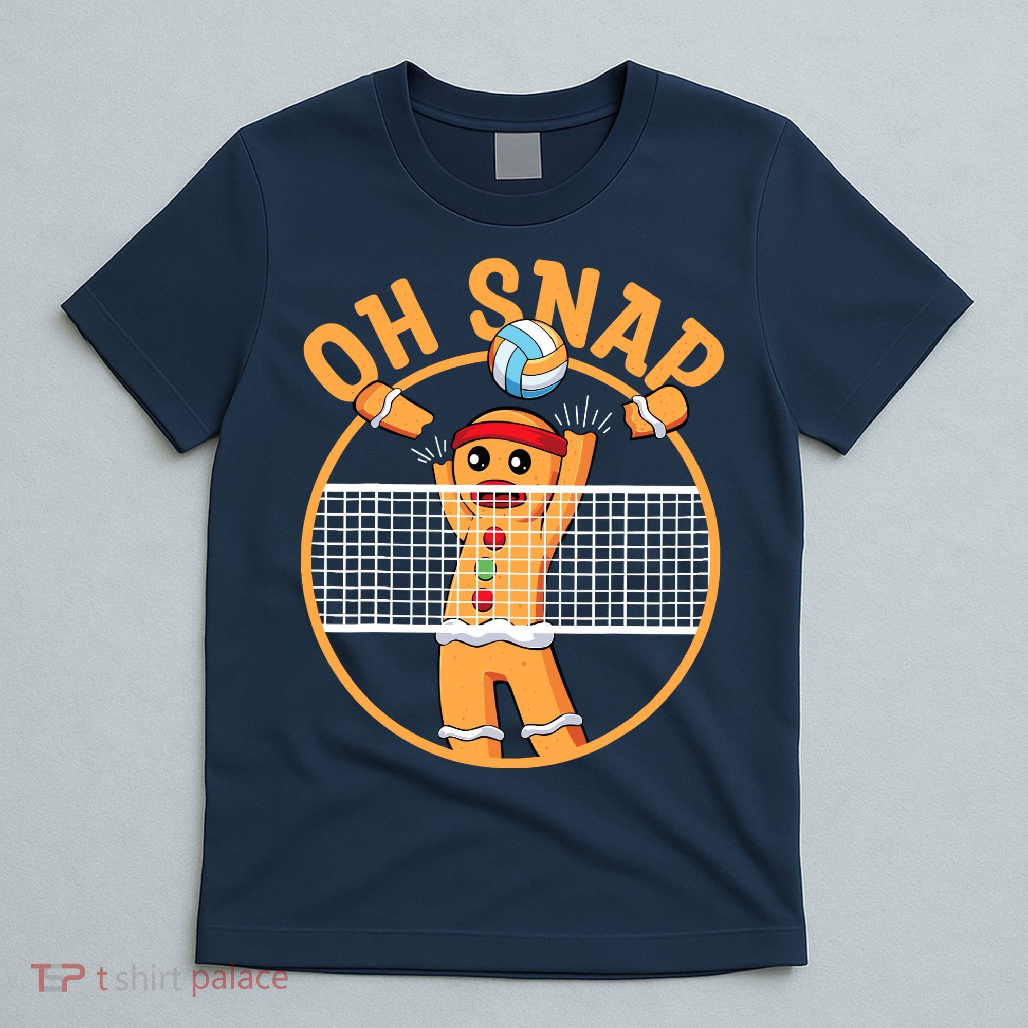 Christmas Volleyball Gingerbread Man Blocker Oh Snap T-Shirt