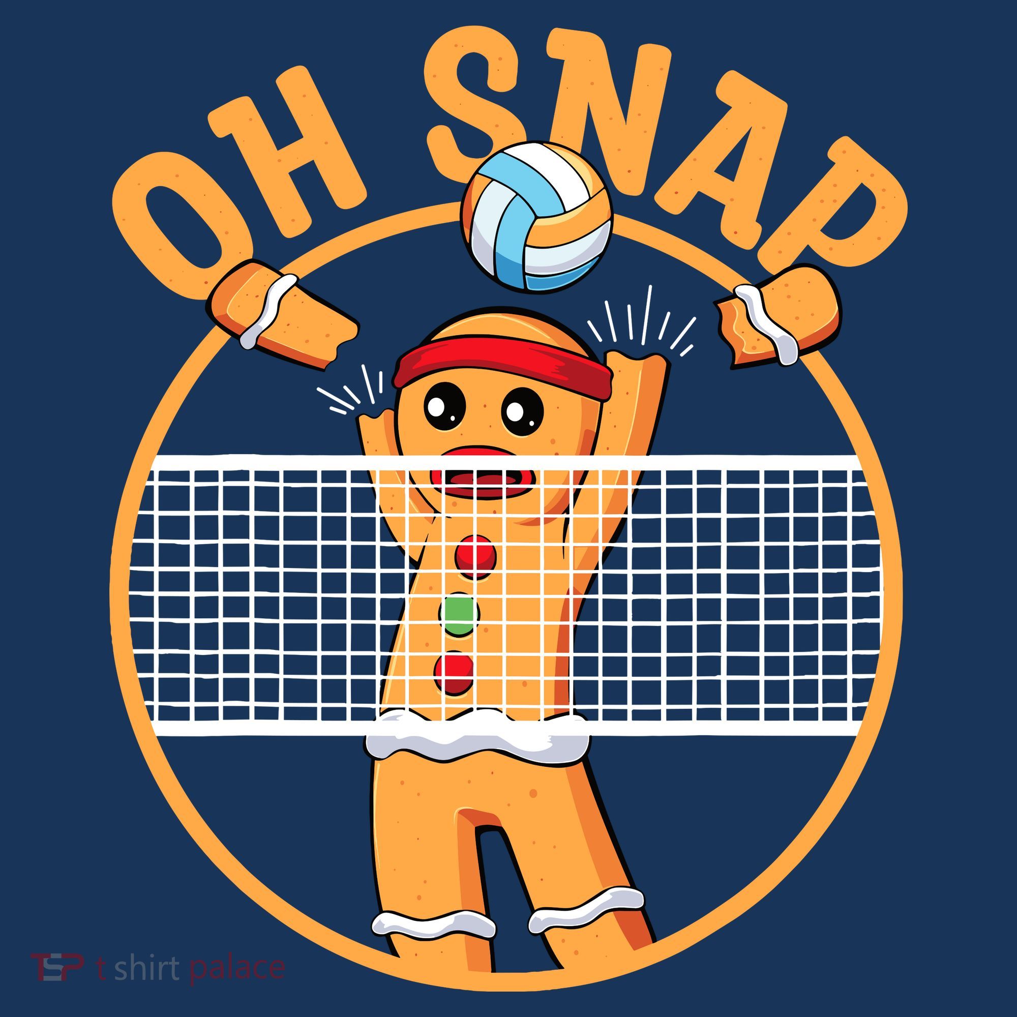 Christmas Volleyball Gingerbread Man Blocker Oh Snap T-Shirt