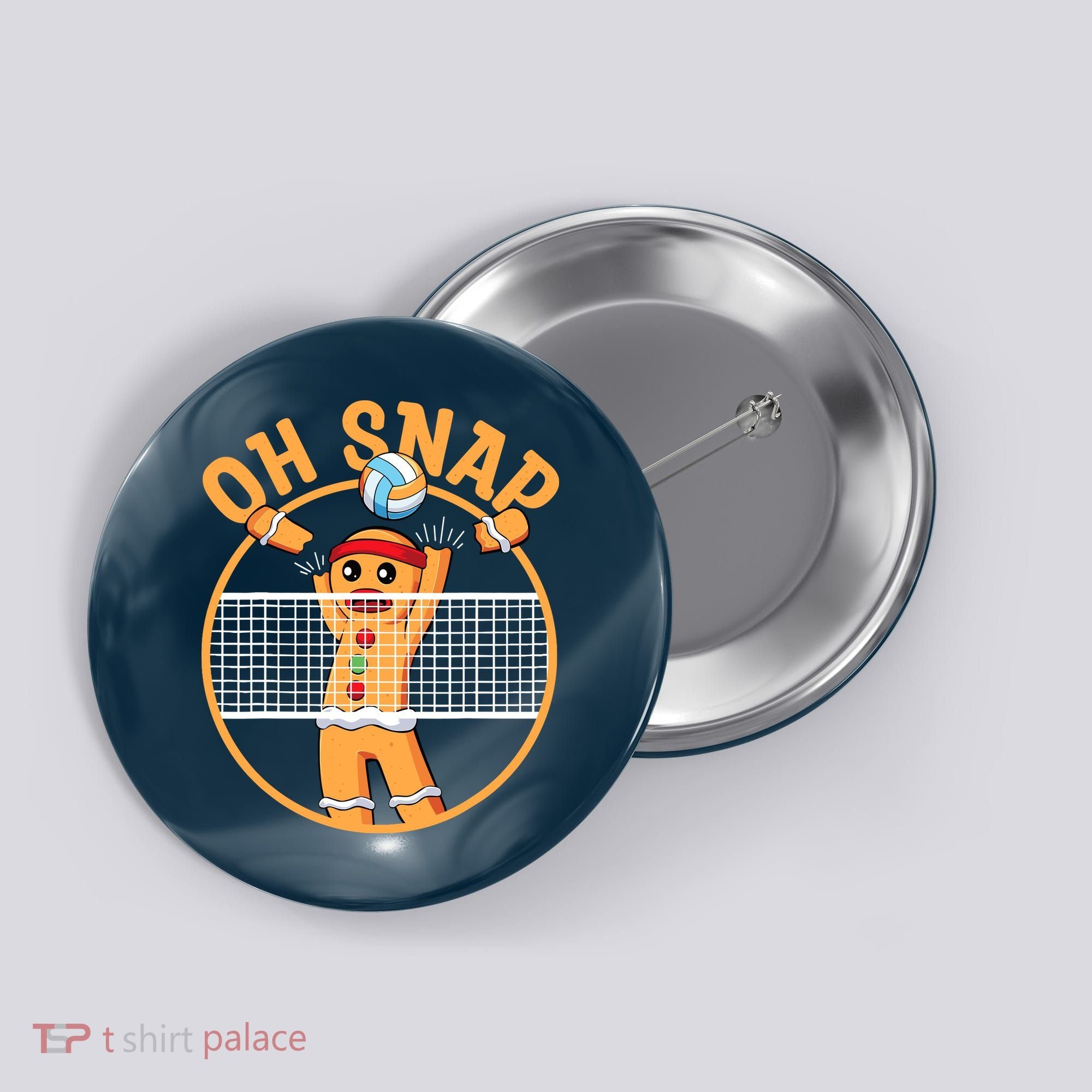 Christmas Volleyball Gingerbread Man Blocker Oh Snap Button