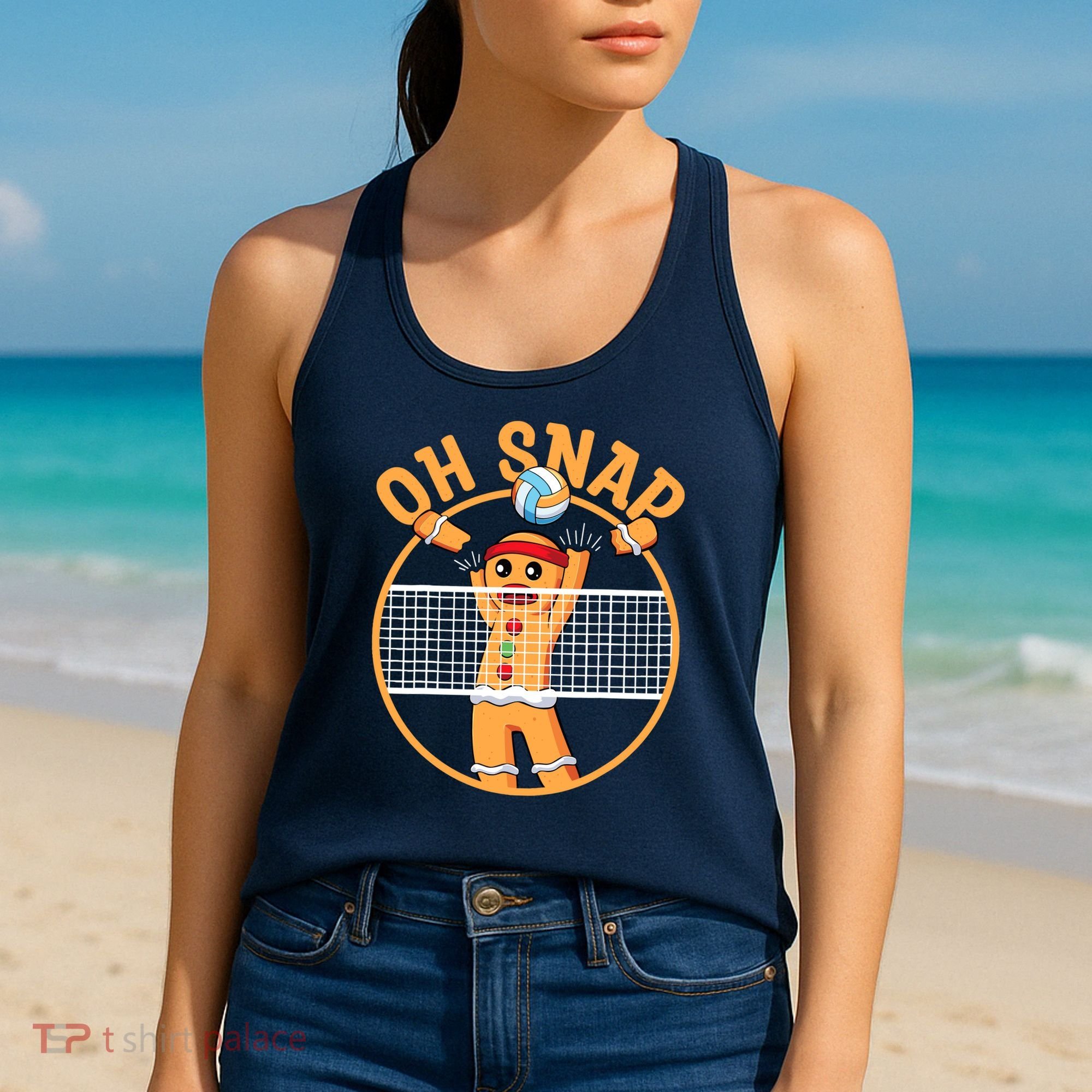 Christmas Volleyball Gingerbread Man Blocker Oh Snap Women's Tank Top