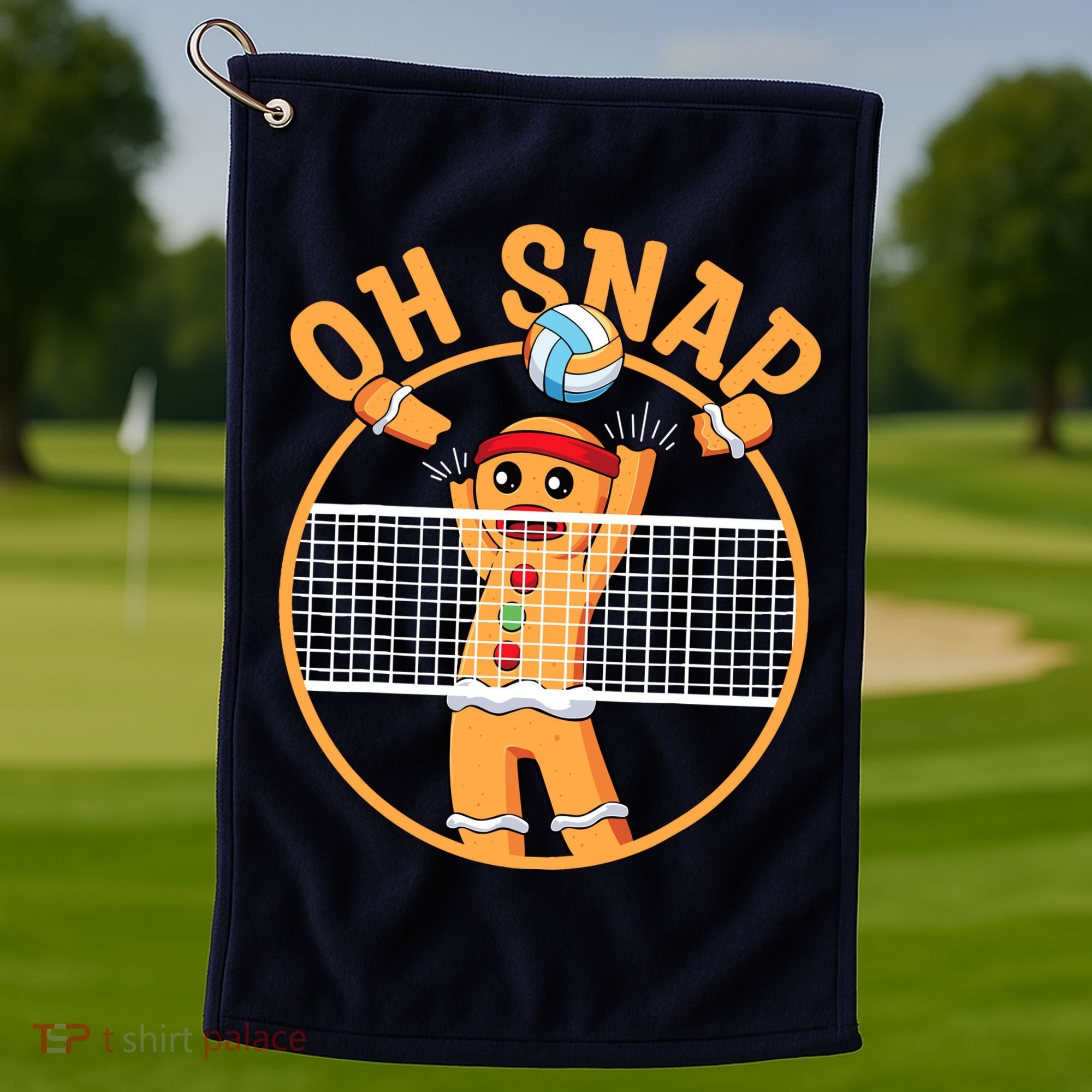 Christmas Volleyball Gingerbread Man Blocker Oh Snap Golf Towel