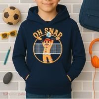 Christmas Volleyball Gingerbread Man Blocker Oh Snap Kids Hoodie thumb 2
