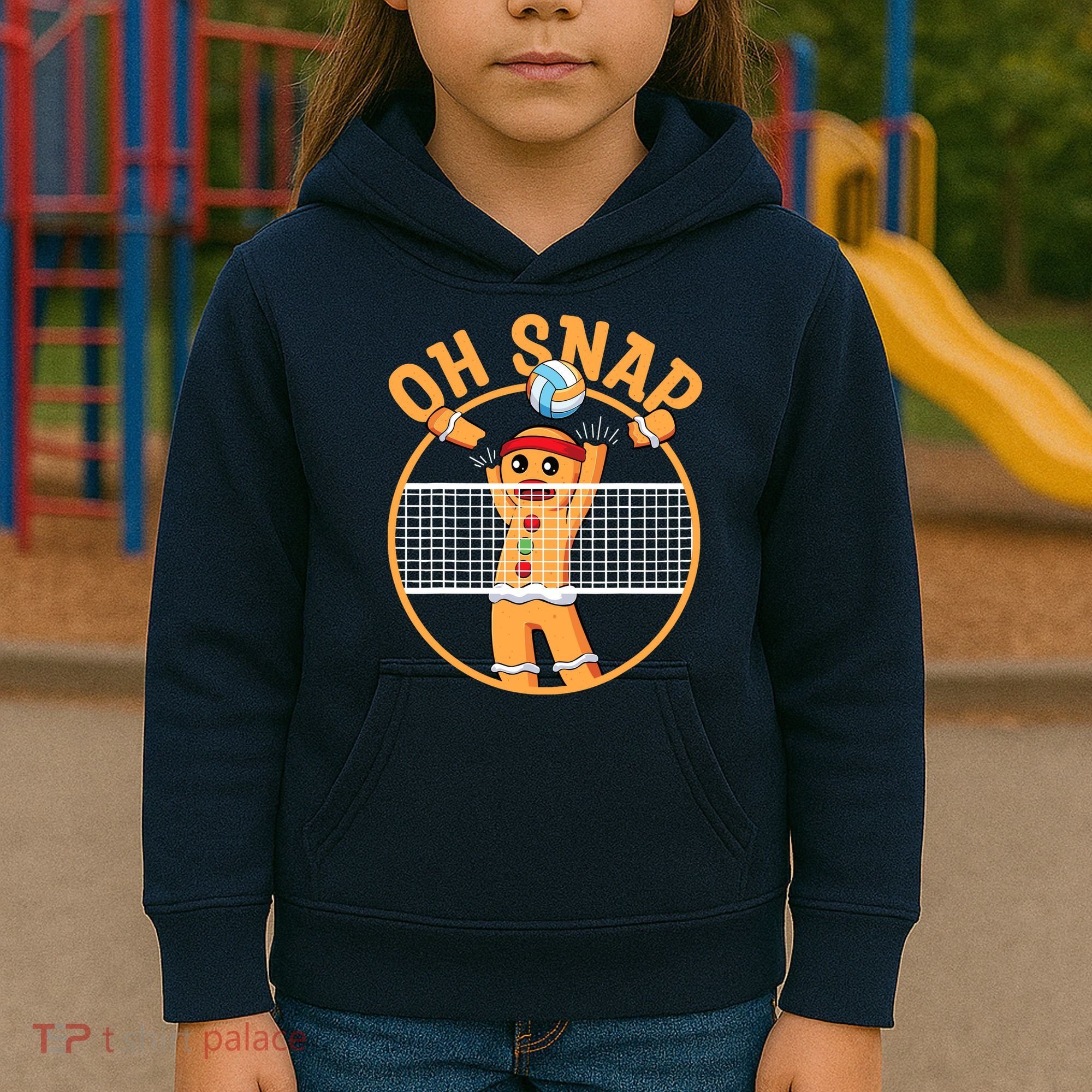 Christmas Volleyball Gingerbread Man Blocker Oh Snap Kids Hoodie