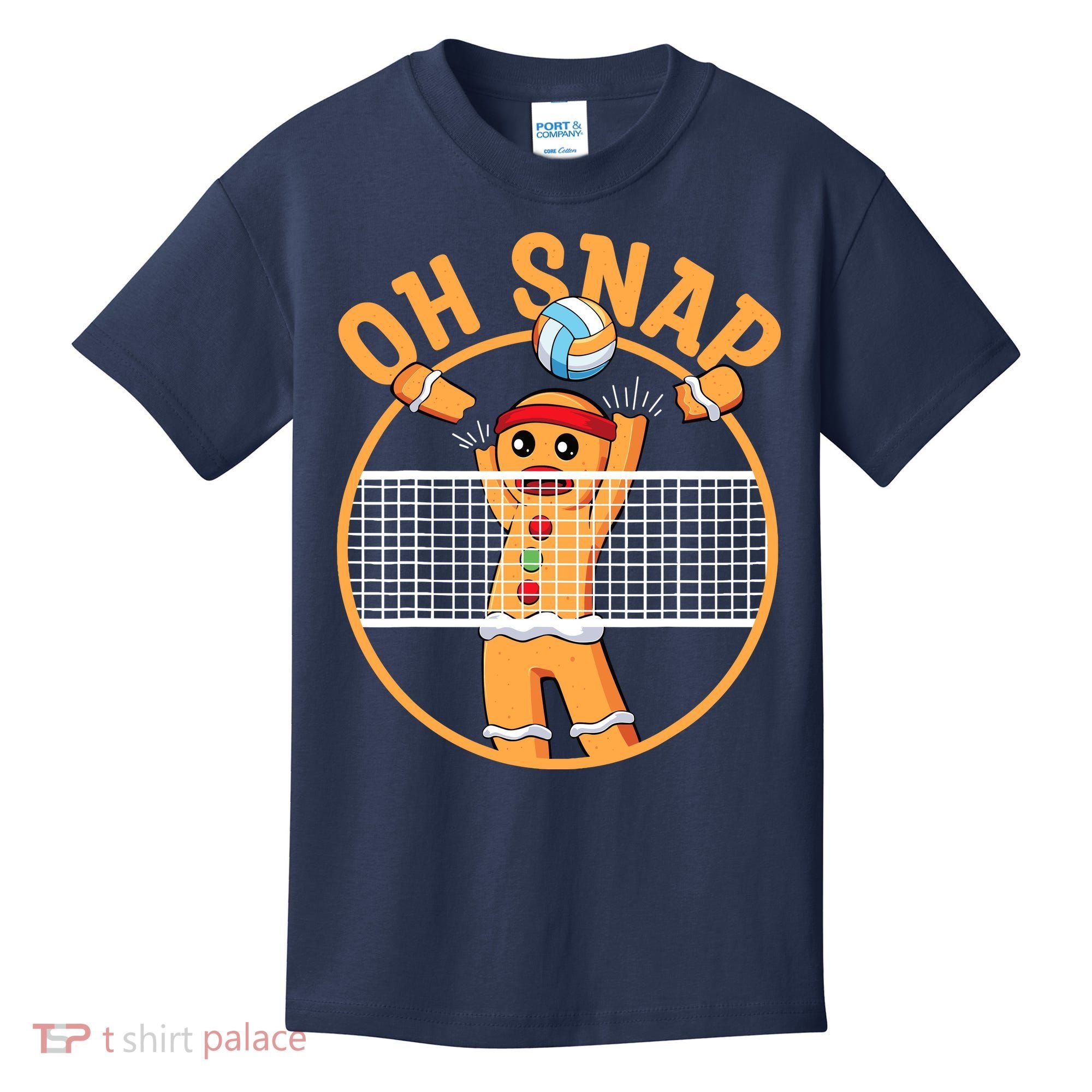 Christmas Volleyball Gingerbread Man Blocker Oh Snap Kids T-Shirt