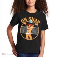 Christmas Volleyball Gingerbread Man Blocker Oh Snap Kids T-Shirt thumb 2